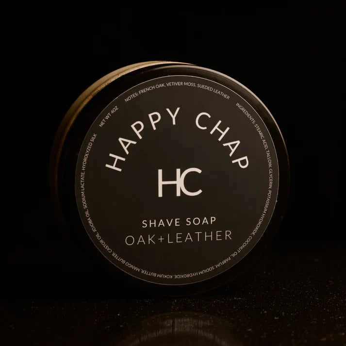 Happy Chap Oak + Leather Shaving Collection Shavng Set Pasteur Pharmacy Shaving Soap 4oz