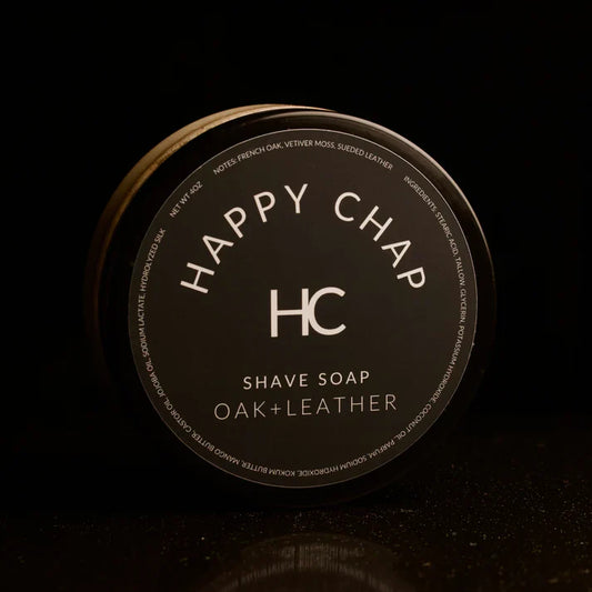 Happy Chap Oak + Leather Shaving Collection Shavng Set Pasteur Pharmacy Shaving Soap 4oz