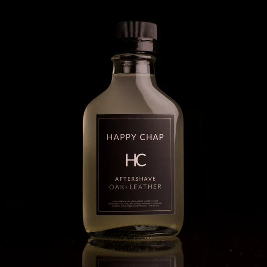 Happy Chap Oak + Leather Shaving Collection Shavng Set Pasteur Pharmacy Aftershave Splash 4oz