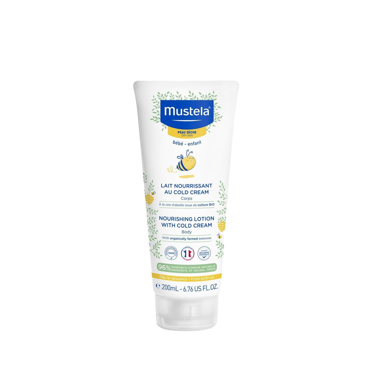 Mustela Nourishing Body Lotion for Newborns - Cold Cream, 96% Natural Ingredients, Dermatologically Tested - 6.76 fl oz