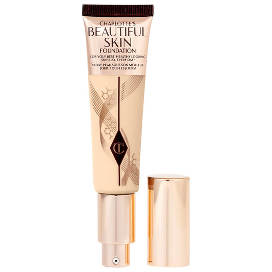 Fond de teint liquide couvrance moyenne Charlotte Tilbury Beautiful Skin à l'acide hyaluronique - Vegan, non testé sur les animaux, tenue 16 heures