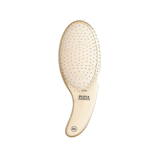 Brosse à cheveux Olivia Garden Expert Care Curve - Picots en nylon démêlants, finition dorée pour un coiffage confortable