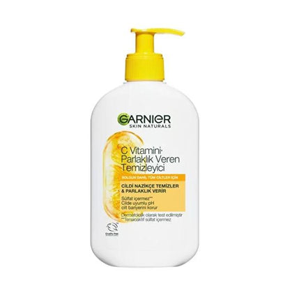 Nettoyant visage illuminateur à la vitamine C de Garnier - 250 ml (8,45 fl oz), végétalien et sans sulfate, hydratant et illuminateur pour les peaux ternes
