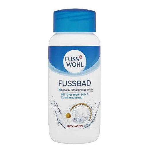 Sal de baño para pies Fusswohl con sal del Mar Muerto y extracto de manzanilla para suavizar la piel de los pies - Preparación para pedicura natural