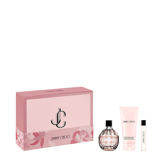 Jimmy choo 3 pcs set for women: 3.3 eau de parfum spray + 0.25 eau de parfum spray + 3.3 body lotion....