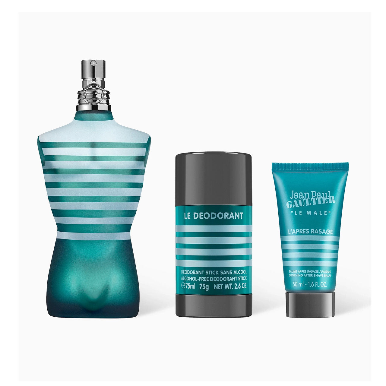 JEAN PAUL GAULTIER LE MALE 3 PCS SET: 4.2 EAU DE TOILETTE SPRAY + 1.7 AFTER-SHAVE BALM + 2.6 DEODORANT STICK MEN Fragrant Nest