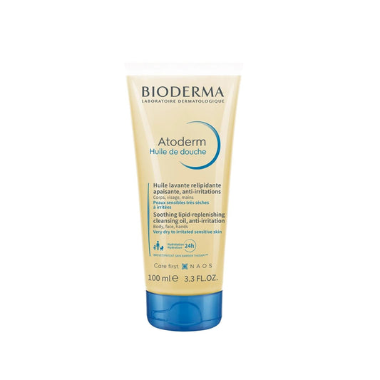 Huile de douche Bioderma Atoderm pour peaux sèches à très sèches - Gel lavant doux et hydratant 100 ml