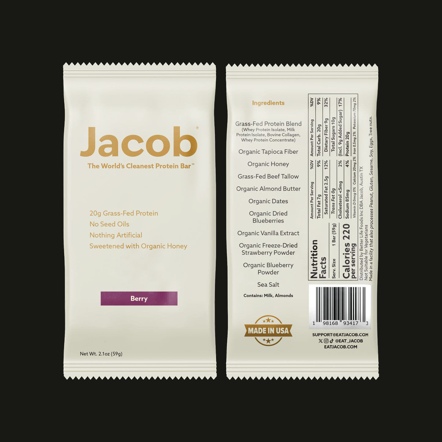 Jacob Protein Bar Protein Bar Jacob 9-pack Berry