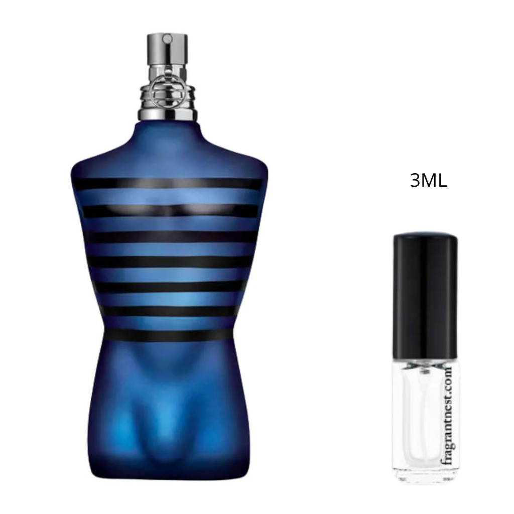 Jean Paul Gaultier Ultra Male Eau De Toilette Intense Travel Spray | Sample Fragrant Nest 3mL Glass Spray (45 Sprays)
