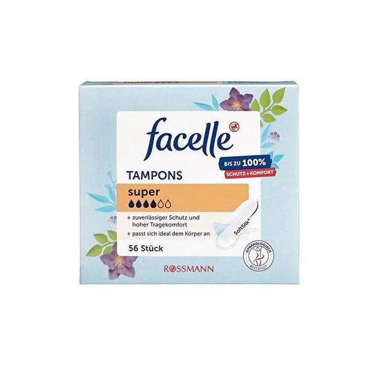 Tampons Facelle Super (lot de 56) – Protection menstruelle fiable, extra douce et approuvée par des gynécologues