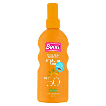 Spray solaire SPF 50 Benri Matcha au thé vert 150 ml