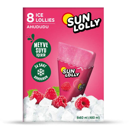 Helado de agua de frambuesa Sun Lolly, snack refrescante, 8x60 ml