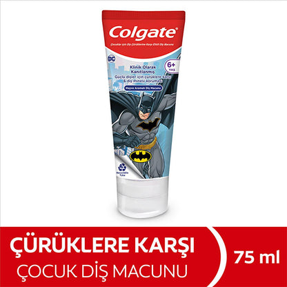 Dentifrice pour enfants Colgate Barbie Batman : protection amusante au fluor pour les enfants, anti-caries - 75 ml