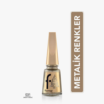 Vernis à ongles métallisé Flormar Star Shine - Hautement pigmenté, longue tenue, nail art spectaculaire