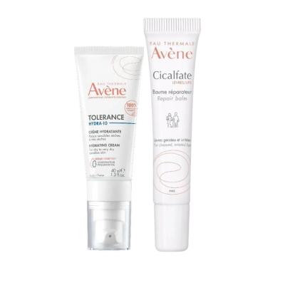 Coffret de soins Avène pour peaux sèches et sensibles - Crème hydratante et baume à lèvres apaisant
