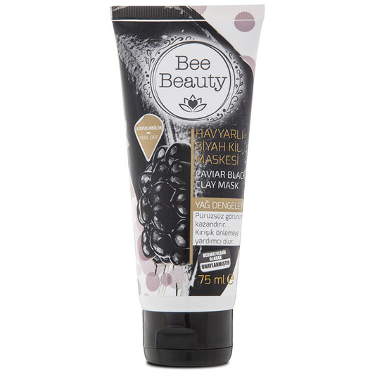 Masque visage au caviar et à l'argile noire Bee Beauty pour peaux normales et mixtes - Bienfaits anti-âge et nettoyants en profondeur