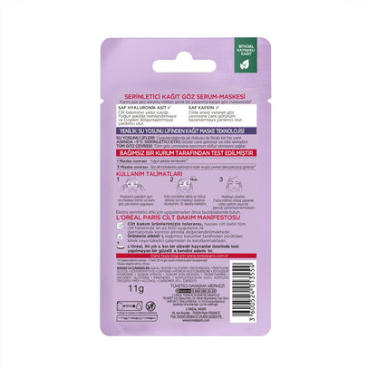 Masque yeux refroidissant à l'acide hyaluronique Revitalift Filler de L'Oréal Paris - Masque en tissu anti-âge et hydratant pour les cernes et les ridules