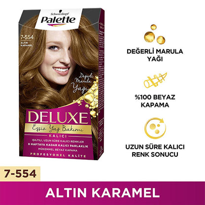 Coloration Palette Deluxe 7-554 Caramel Doré : couleur riche, longue tenue et brillance - Coloration permanente à domicile