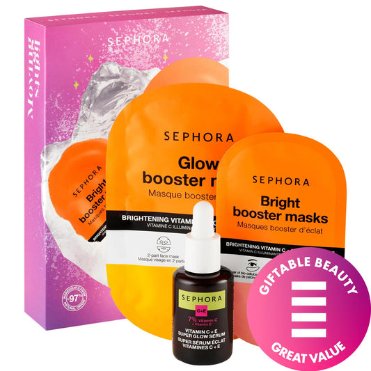 Coffret soin à la vitamine C Sephora Collection : booste l'éclat et illumine | Inclut un masque visage, un masque yeux et un sérum éclat