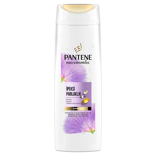 Champú Pantene Pro-V Miracles Brillo Sedoso: Revitaliza el cabello dañado y procesado con biotina y queratina - Para cabello decolorado y con mechas
