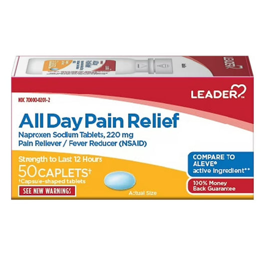 Leader 12 hour Pain Reliever & Fever Reducer 220MG Caplets 24 ct Caplets Pasteur Pharmacy