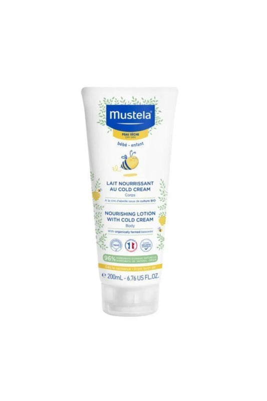 Loción corporal nutritiva Mustela para recién nacidos - Cold Cream, 96% ingredientes de origen natural, testado dermatológicamente - 200 ml