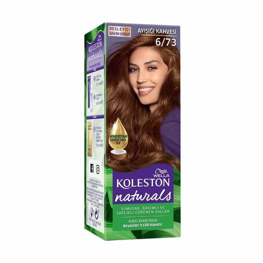 Coloration permanente Wella Koleston Naturals à l'huile de coco - 6/73 Brun Clair Doré