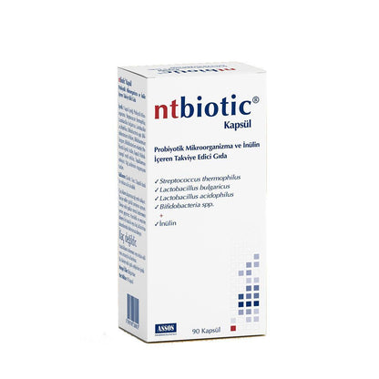 Assos Ntbiotic: Suplemento probiótico para mejorar la salud intestinal y digestiva - Lactobacillus, Bifidobacterias e Inulina - 90 cápsulas