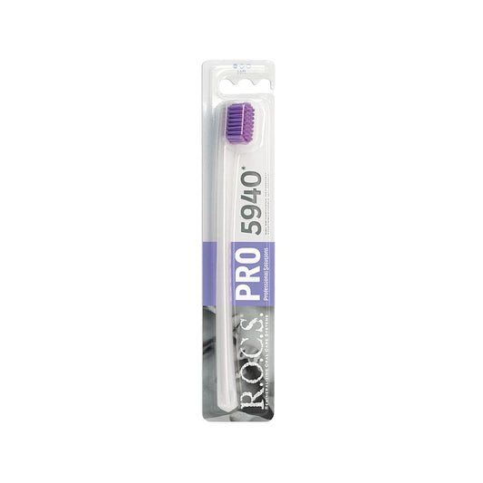 Brosse à dents souple ROCS PRO 5940 pour adultes - Soin buccal doux pour dents et gencives sensibles