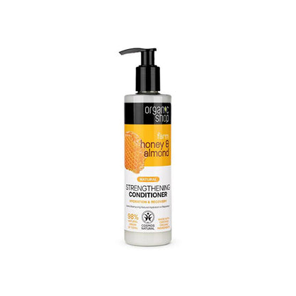 Acondicionador fortalecedor para el cabello de miel y almendras Organic Shop: hidrata profundamente, repara daños, cuidado capilar natural - 280 ml