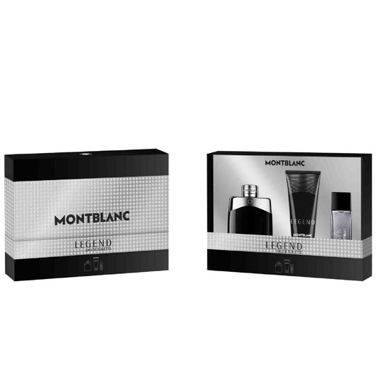 MONT BLANC LEGEND 3 PCS SET FOR MEN: 3.3 EAU DE TOILETTE SPRAY + 0.5 EAU DE TOILETTE SPRAY + 3.3 SHOWER GEL Men Fragrant Nest