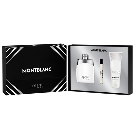 MONT BLANC LEGEND SPIRIT 3 PCS SET FOR MEN: 3.3 EAU DE TOILETTE SPRAY + 0.25 EAU DE TOILETTE SPRAY + 3.3 SHOWER GEL MEN Fragrant Nest