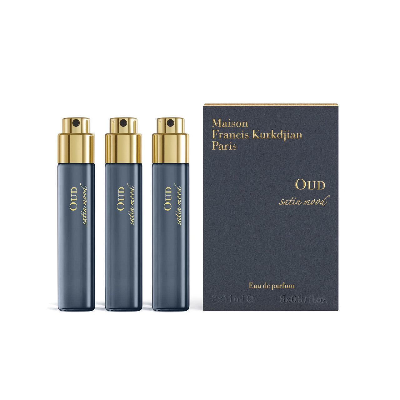Maison Francis Kurkdjian oud satin mood 3 pcs set: 3 x 0.37 oz eau de parfum refill Unisex Fragrant Nest