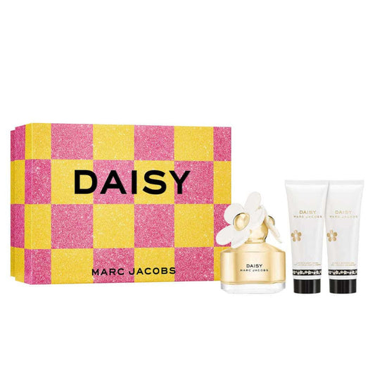 MARC JACOBS DAISY 3 PCS SET FOR WOMEN: 1.6 EAU DE TOILETTE SPRAY + 2.5 BODY LOTION + 2.5 SHOWER GEL WOMEN Fragrant Nest