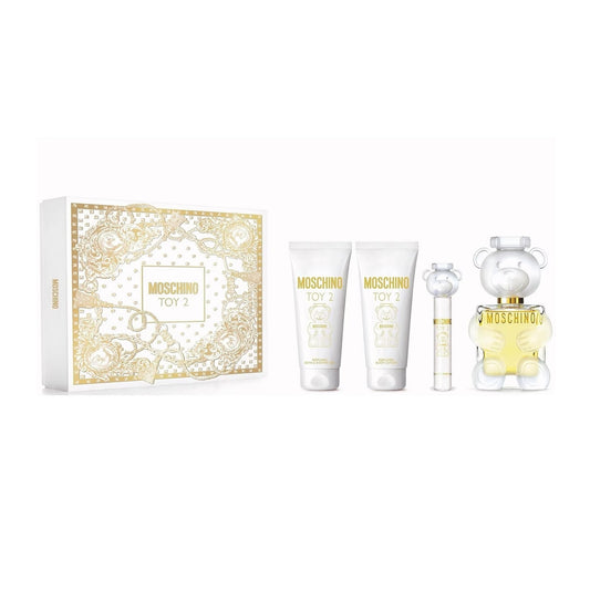 MOSCHINO TOY 2 4 PCS SET FOR WOMEN: 3.4 EAU DE PARFUM SPRAY + 0.34 EAU DE PARFUM SPRAY + 3.4 BATH & SHOWER GEL + 3.4 BODY LOTION WOMEN Fragrant Nest