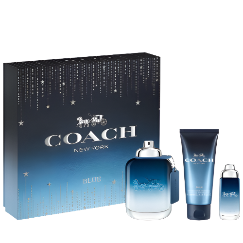 Coach Blue 3 Piece Gift Set for Men (3.3 oz EDT + 3.3 oz Shower Gel + 0.5 oz EDT) Men's Gift Sets Coach