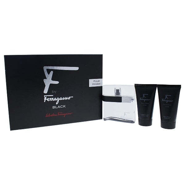 F By Ferragamo Pour Homme Black 3 Piece Gift Set Men's Gift Sets Salvatore Ferragamo