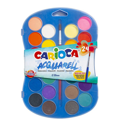 Coffret de 24 aquarelles Carioca pour enfants - Peintures vives et lavables pour des créations artistiques