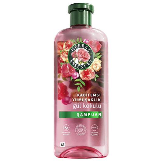 Shampooing vegan Herbal Essences à la rose pour cheveux secs - Sans silicone, hydratant, 350 ml