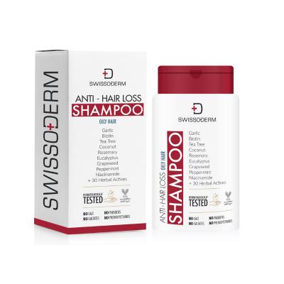 Shampoing anti-chute Swissoderm pour cheveux gras - 300 ml, réduit la chute des cheveux et régule la production de sébum