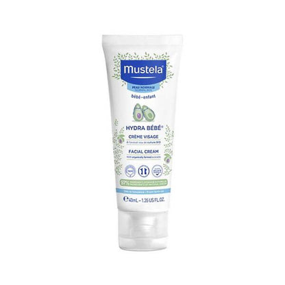 Mustela Hydra Bebé Crema Facial para Bebé: Aguacate Orgánico, Hidratante Suave para Recién Nacidos con Piel Sensible | Hidratación y Protección Diaria