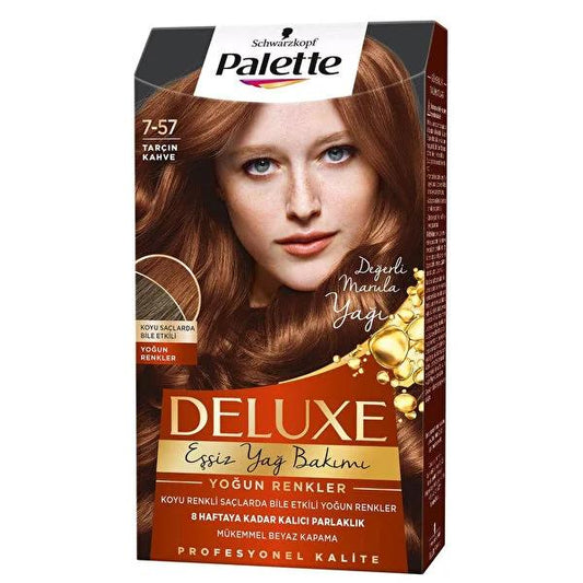 Palette Deluxe Hair Dye - Intense, Long-Lasting Color with Nourishing Properties | Cinnamon Brown No: 7-57