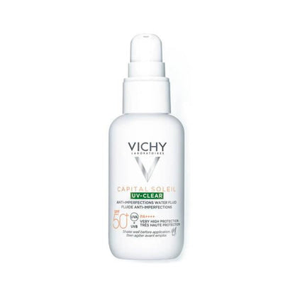 Protector solar Vichy Capital Soleil UV-Clear SPF50+ para piel grasa y con tendencia acneica - Fórmula matificante, resistente al agua