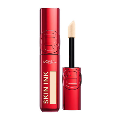 Base de maquillaje líquida L'Oreal Paris Skin Ink de cobertura total y larga duración de 48H: ligera, resistente a la transferencia, correctora de rojeces - subtono neutro