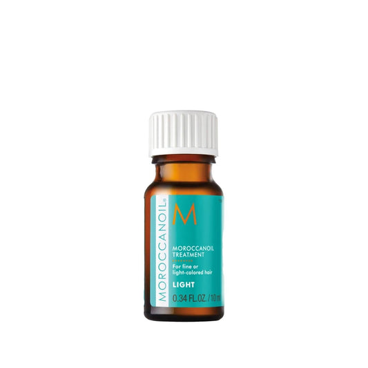 Moroccanoil Treatment Light: aceite capilar ligero para cabello fino y rubio - potenciador de brillo, control de encrespamiento, tamaño viaje (10 ml)