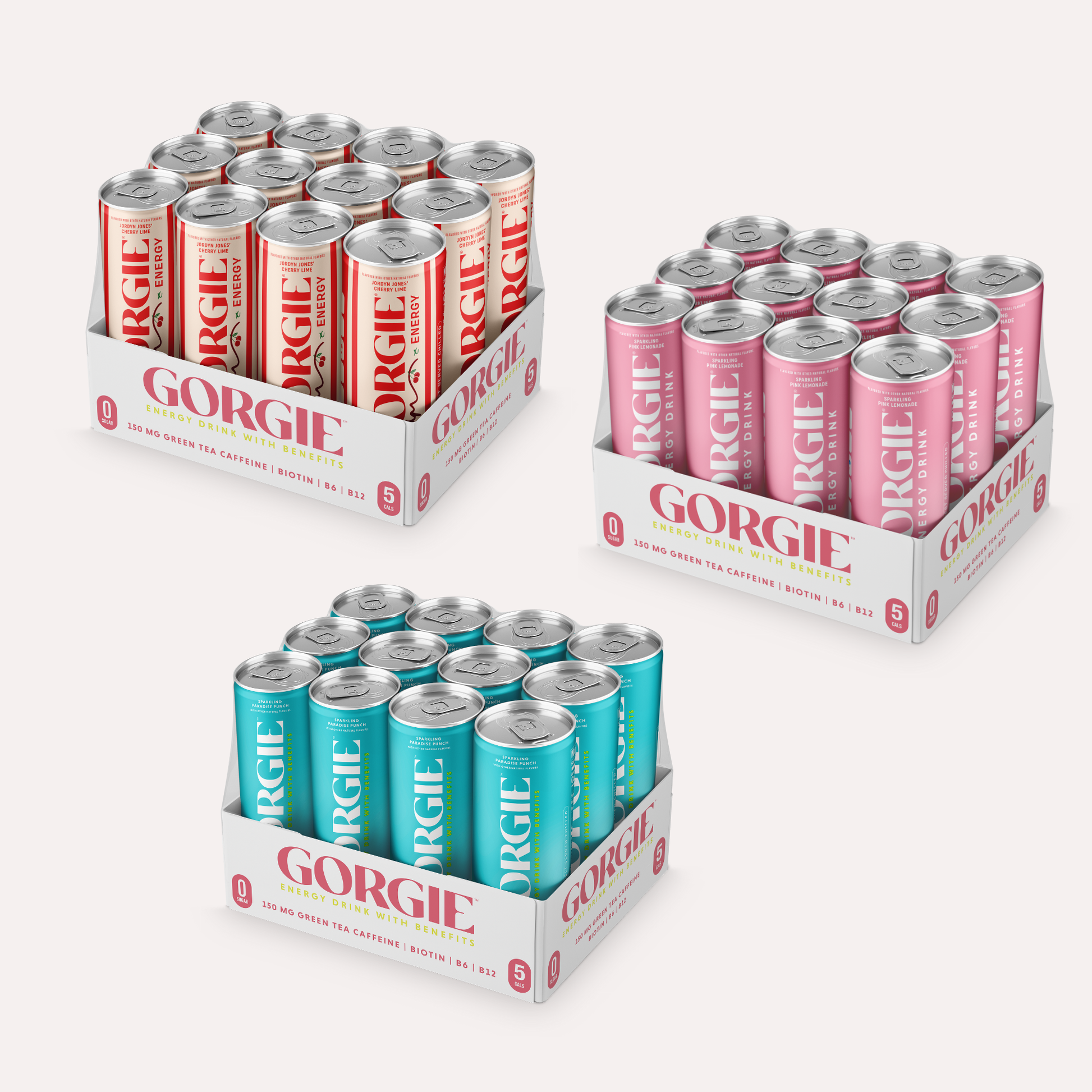 GORGIE Bundle - Cherry, Punch, Pink Lemonade - 36 Cans 3 Packs GORGIE