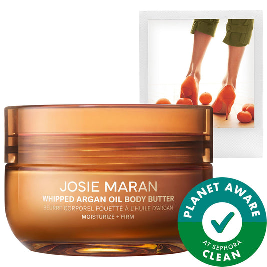 Tarro de Manteca Corporal Reafirmante con Aceite de Argán Batido Josie Maran - Cuidado de la piel natural, cosméticos recargables, hidratación intensa