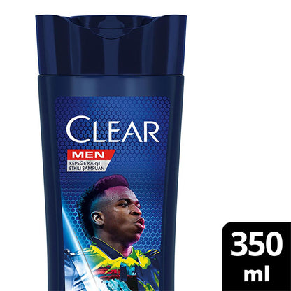Champú anticaspa Clear Men Vin’cius Jœnior: Ultra Hydro Boost para hombre - 10 veces más hidratación profunda, eucalipto y madera de cedro, combate la sequedad del cuero cabelludo y la caspa