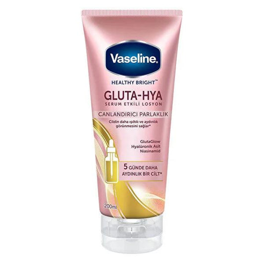 Loción corporal iluminadora Vaseline Gluta-Hya: piel radiante con ácido hialurónico y niacinamida - fórmula no grasa de rápida absorción para un brillo natural