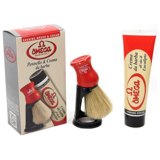 Omega Shaving Cream and Brush With Stand Kit - 16 Oz Shaving Kit Pasteur Pharmacy